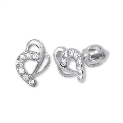 Earrings made of white gold heart with crystals 239001 00583 07