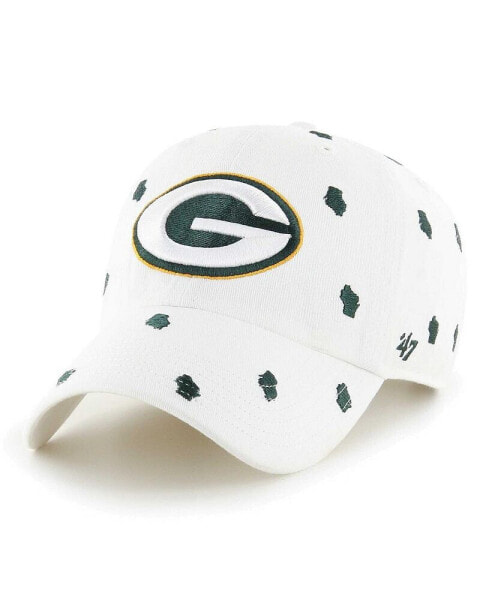 Men's and Women's White Green Bay Packers Confetti Clean Up Adjustable Hat