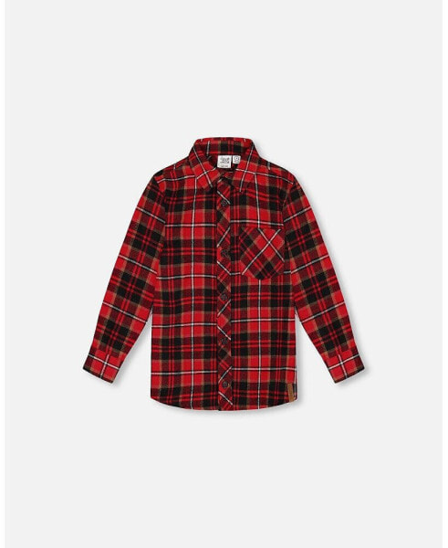 Toddler Boys Long Sleeve Button Down Flannel Shirt Plaid Black And Red - Toddler|Child