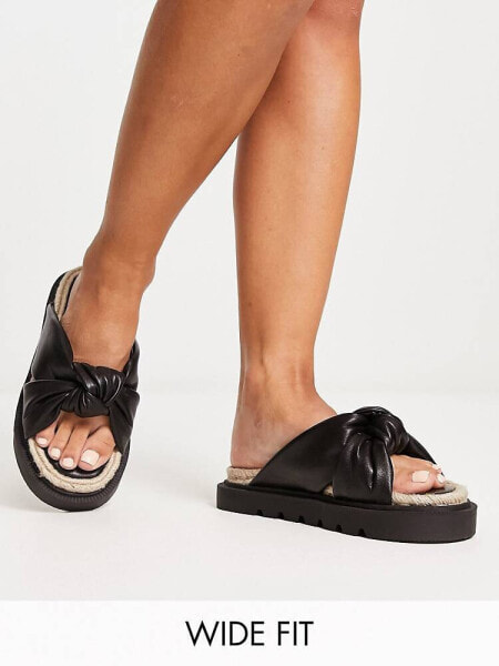 ASOS DESIGN Wide Fit Jemima cross strap espadrilles in black