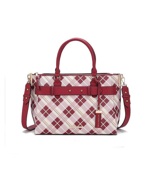 Vivian Plaid Women's Tote Satchel Bag by Mia K