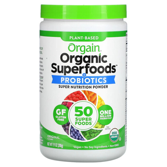 Orgain, органические суперфуды на растительной основе и пробиотики, оригинальный вкус, 280 г (9,9 унции)