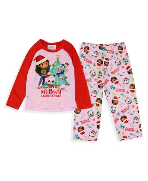 Toddler Girls Meowy Christmas Show Sleep Pajama Set