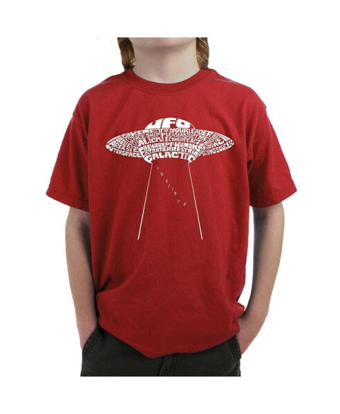 Boys Word Art T-shirt - Flying Saucer UFO