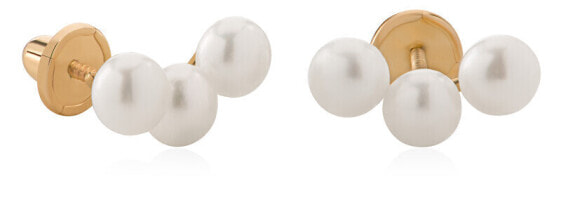 Delicate yellow gold earrings with real pearls 14/147.151/17P