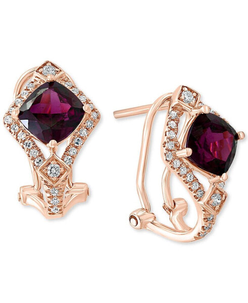 Rhodolite Garnet (2-1/2 ct. t.w.) & Diamond (1/4 ct. t.w.) Drop Earrings in 14k Rose Gold