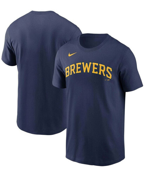 Men's Navy Milwaukee Brewers Team Wordmark T-shirt