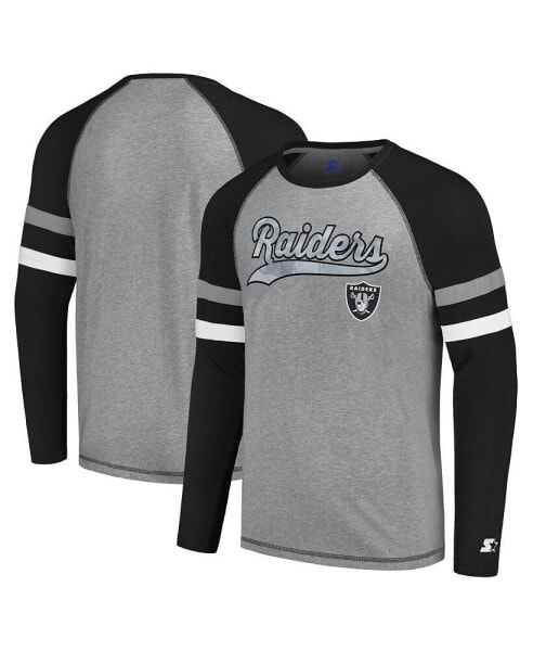 Men's Gray, Black Las Vegas Raiders Kickoff Raglan Long Sleeve T-shirt