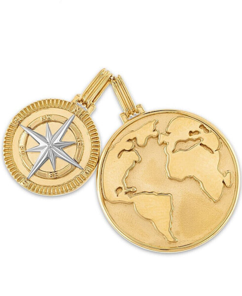 2-Pc. Set Globe & Compass Amulet Pendants in 14k Gold-Plated Sterling Silver, Created for Macy's