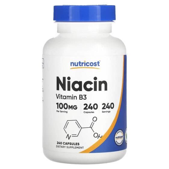 Витамин Niacin 100 мг, 240 капсул Nutricost