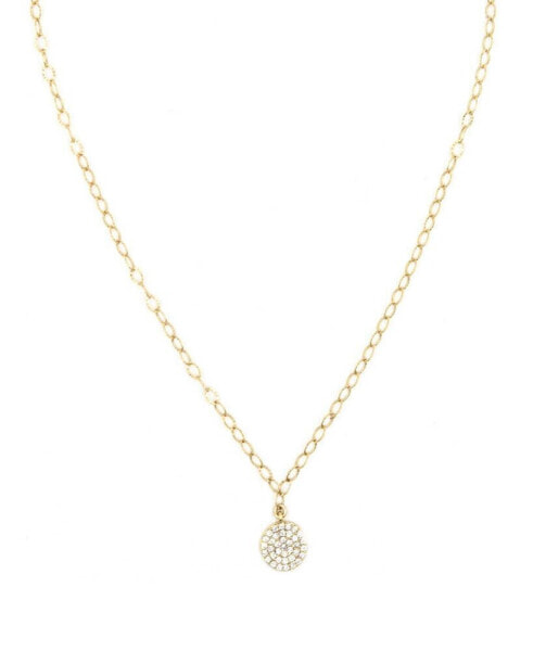 14k Gold Filled Pave Disk Charm On Chain
