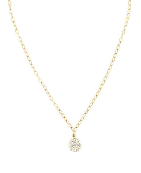 Roberta Sher Designs 14k Gold Filled Pave Disk Charm On Chain