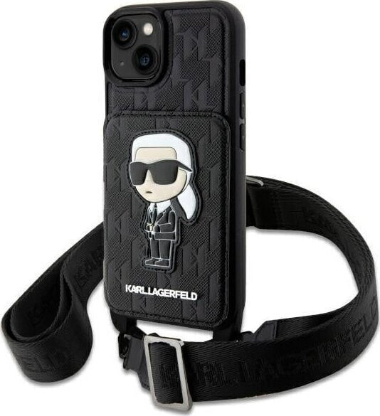 Karl Lagerfeld Etui Karl Lagerfeld KLHCP14SCSAKHPKK Apple iPhone 14 hardcase czarny/black Crossbody Saffiano Monogram Ikonik