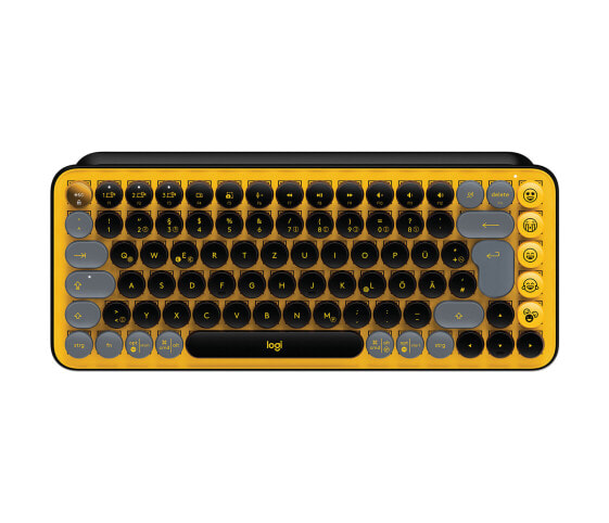 Logitech POP Keys Wireless Mechanical Keyboard With Emoji Keys - Mini - Bluetooth - Mechanical - QWERTZ - Black - Grey - Yellow