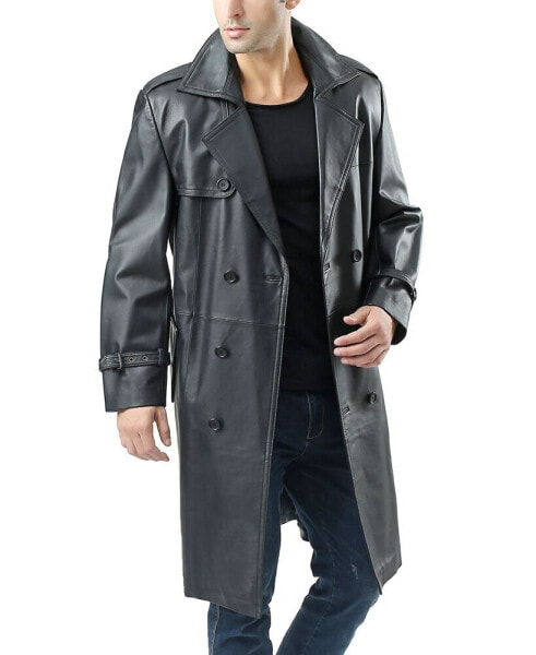 Men Xander Classic Leather Long Trench Coat