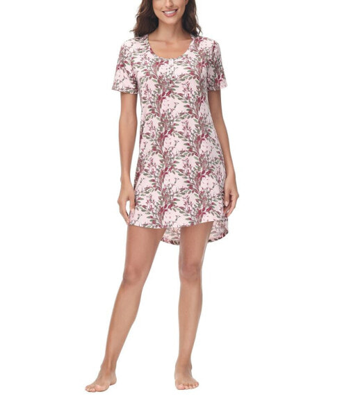 Women's Printed Short Sleeve Sleep Dress Nightgown