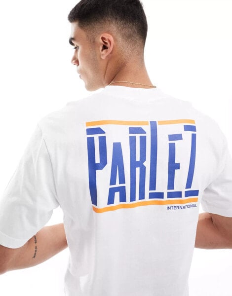 Parlez waller oversized backprint t-shirt in white