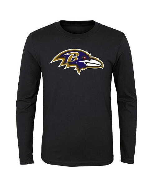 Футболка для малышей OuterStuff Черная с логотипом Baltimore Ravens - длинный рукав.