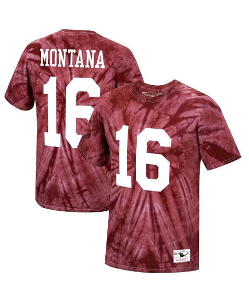 Men's Joe Montana Scarlet San Francisco 49Ers Tie-Dye Retired Player Name and Number T-shirt