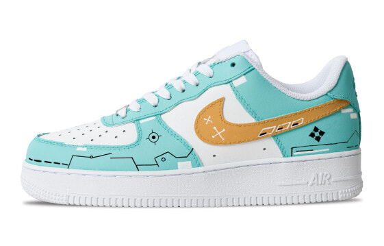 【定制球鞋】 Nike Air Force 1 Low '07 夏日海滩 电玩 涂鸦 清新电竞主题 低帮 板鞋 男款 白蓝 / Кроссовки Nike Air Force CW2288-111