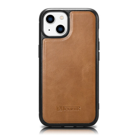 Чехол из натуральной кожи для iPhone 14 Leather Oil Wax светло-коричневый.