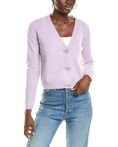 Sofiacashmere Crystal Bow Cashmere Cardigan Women's