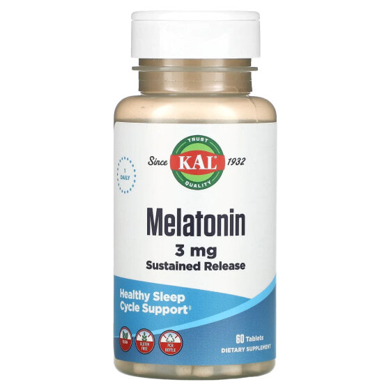 KAL, Мелатонин SR с витамином B6, 3 мг, 60 таблеток