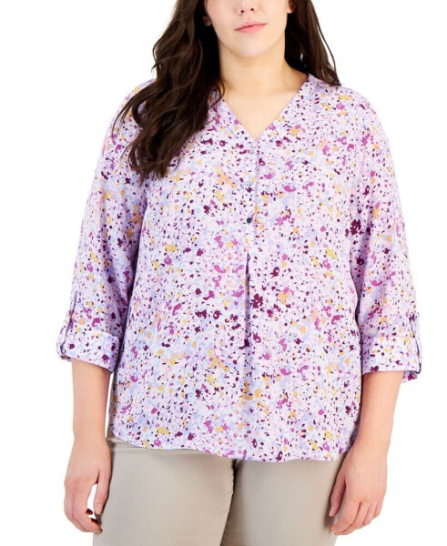 Блузка утилитарная JM Collection plus Size Sea Of Petals, созданная для Macy's
