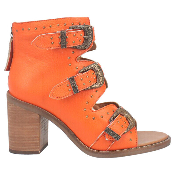 Dingo Ziggy Studded Open Toe Shootie Pumps Womens Orange Dress Casual DI787-800