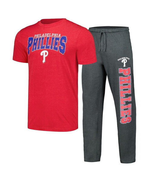 Men's Charcoal, Red Philadelphia Phillies Meter T-shirt and Pants Sleep Set