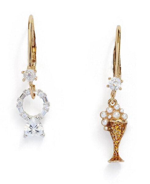 Two-Tone Ring Champagne Mismatch Earrings