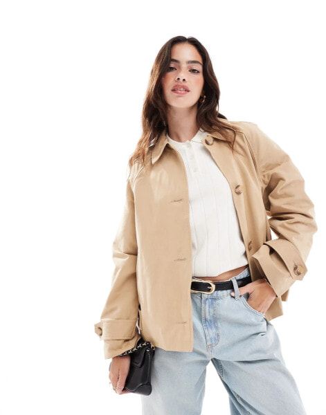 JDY – Kurzer Trenchcoat in Beige