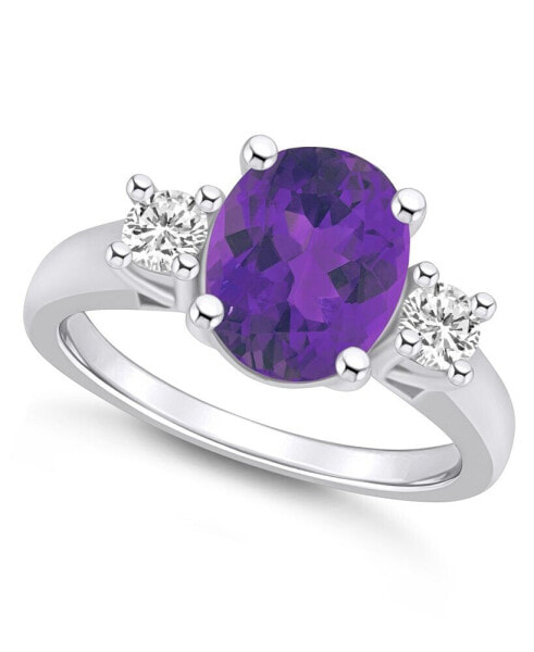 Amethyst and Diamond Ring (2-1/2 ct.t.w and 1/3 ct.t.w) 14K White Gold