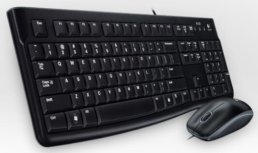 Logitech Комплект клавиатура и мышь MK120 - Проводной - USB - Механическая - QWERTY - Черный - В комплекте мышь