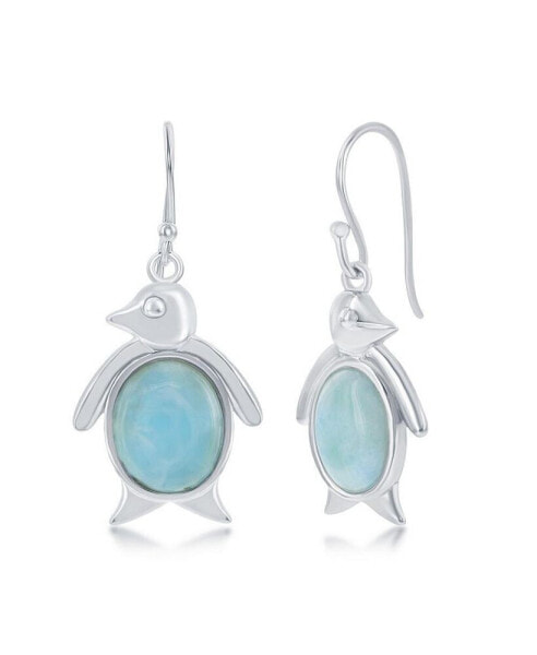 Sterling Silver Larimar Penguin Earrings