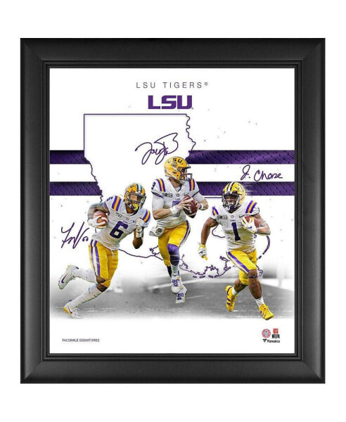 Terrace Marshall Jr. Joe Burrow & Ja'Marr Chase LSU Tigers Facsimile Signatures Framed 15'' x 17'' 2021 Franchise Foundations Collage