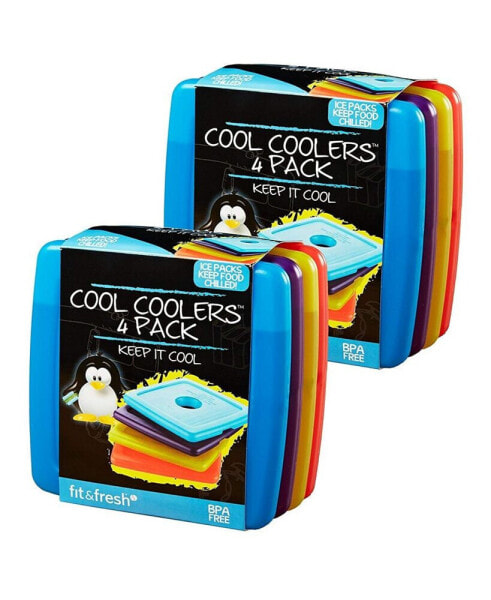 Cool Coolers Slim Ice Packs for Lunch Boxes, Lunch Bags and Coolers, Set of 8