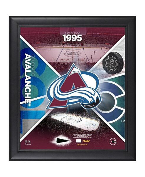 Colorado Avalanche Framed 15" x 17" Team Impact Collage with a Piece of Game-Used Puck - Limited Edition of 507