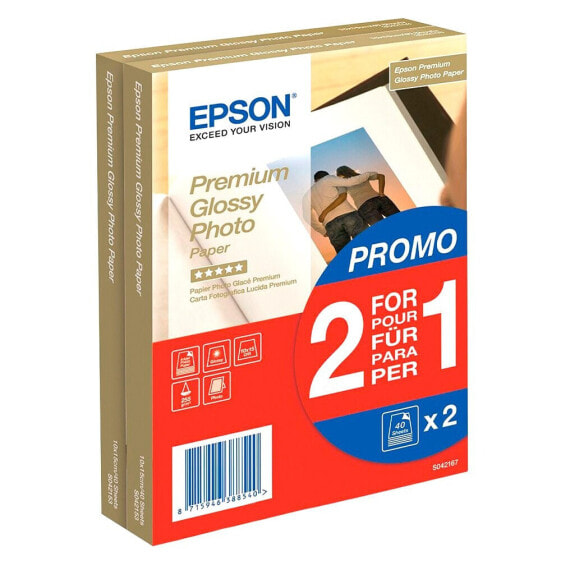 EPSON 2x 40 Premium Glossy Photo Photo Paper 255gr 10x15 cm