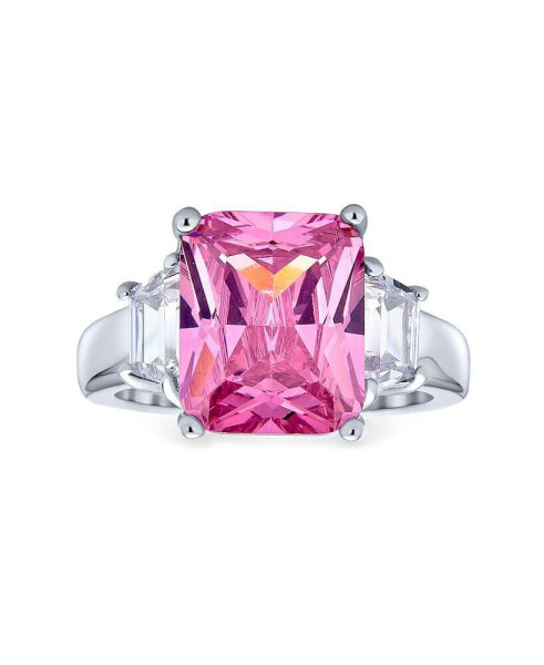 Кольцо Bling Jewelry Pink CZ Emerald Cocktail