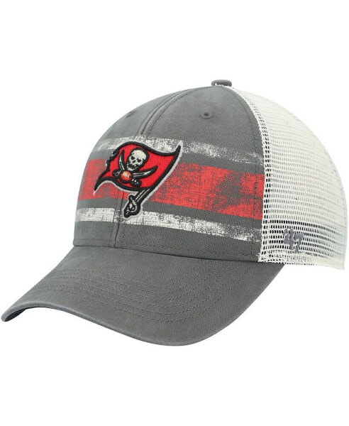 Men's Charcoal, White Distressed Tampa Bay Buccaneers Interlude MVP Trucker Snapback Hat