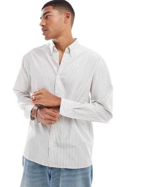 Abercrombie & Fitch relaxed linen shirt in cream