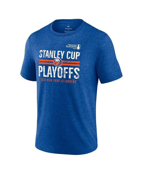 Men's Heather Royal New York Islanders 2024 Stanley Cup Playoffs Crossbar Tri-Blend T-Shirt