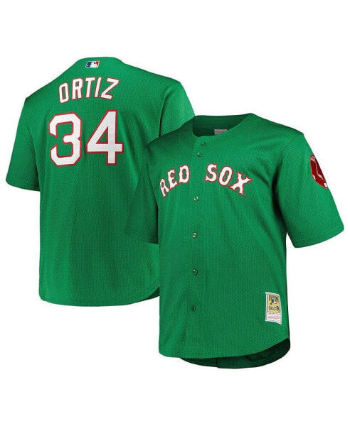 Men's David Ortiz Kelly Green Boston Red Sox Big Tall Cooperstown Collection Mesh Batting Practice Jersey