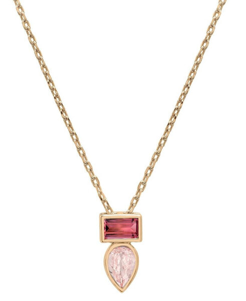 Peridot (3/8 ct. t.w.) & Green Tourmaline (1/3 ct. t.w.) Bezel 18" Pendant Necklace in Gold Vermeil (Also available in Morganite & Pink Topaz) Created for Macy's