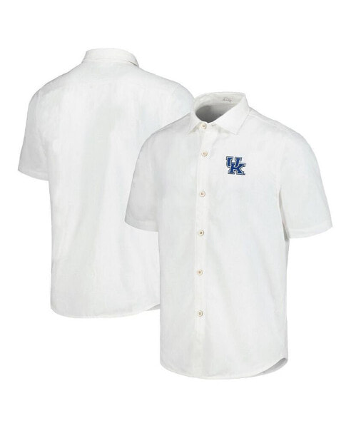 Men's White Kentucky Wildcats Coconut Point Palm Vista IslandZone Camp Button-Up Shirt