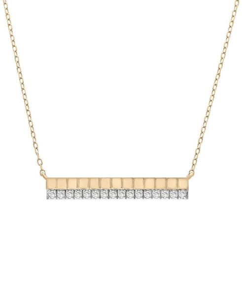 Diamond Textured Bar 18" Pendant Necklace (1/6 ct. t.w.) in Gold Vermeil, Created for Macy's