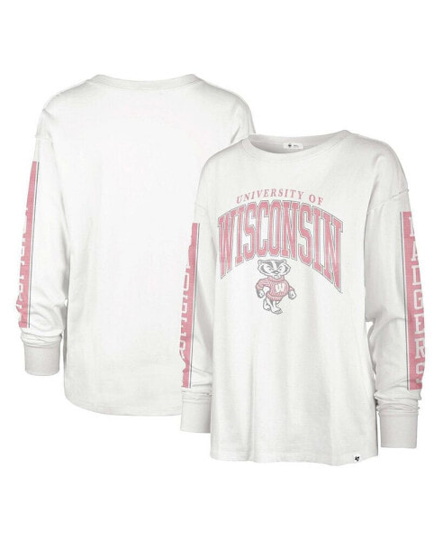 Women's White Distressed Wisconsin Badgers Statement SOA 3-Hit Long Sleeve T-shirt