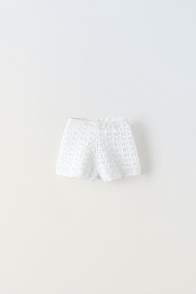 Crochet knit bermuda shorts