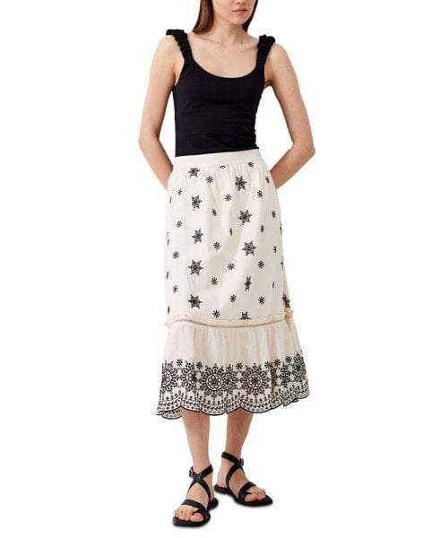 Women's Embroidered Midi Skirt